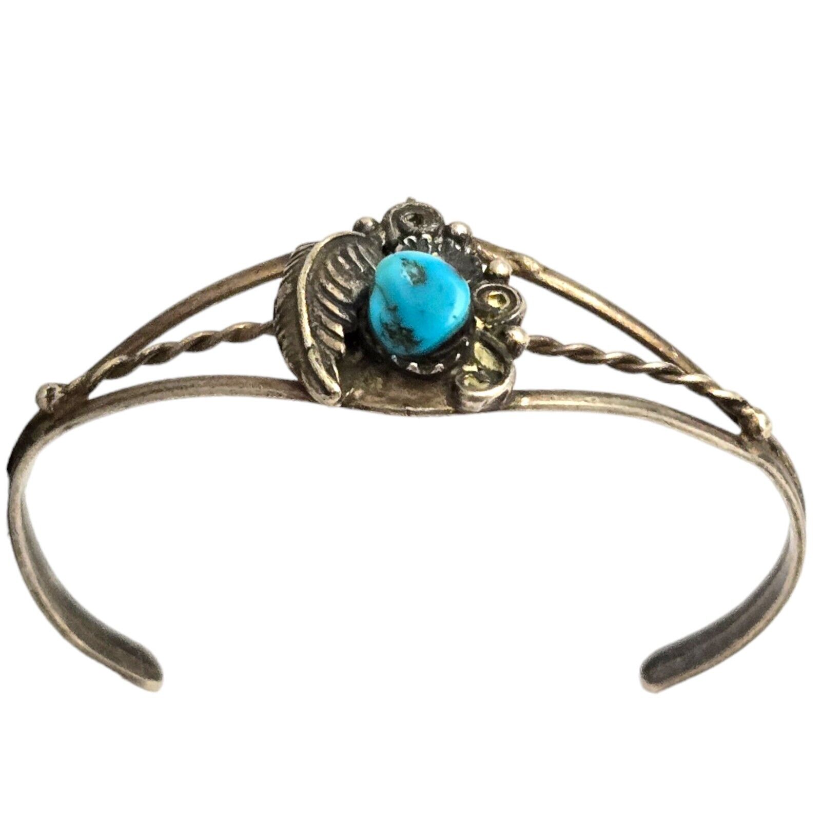 Handwrought Vintage 1960\'s Navajo Sterling Silver Turquoise Bracelet