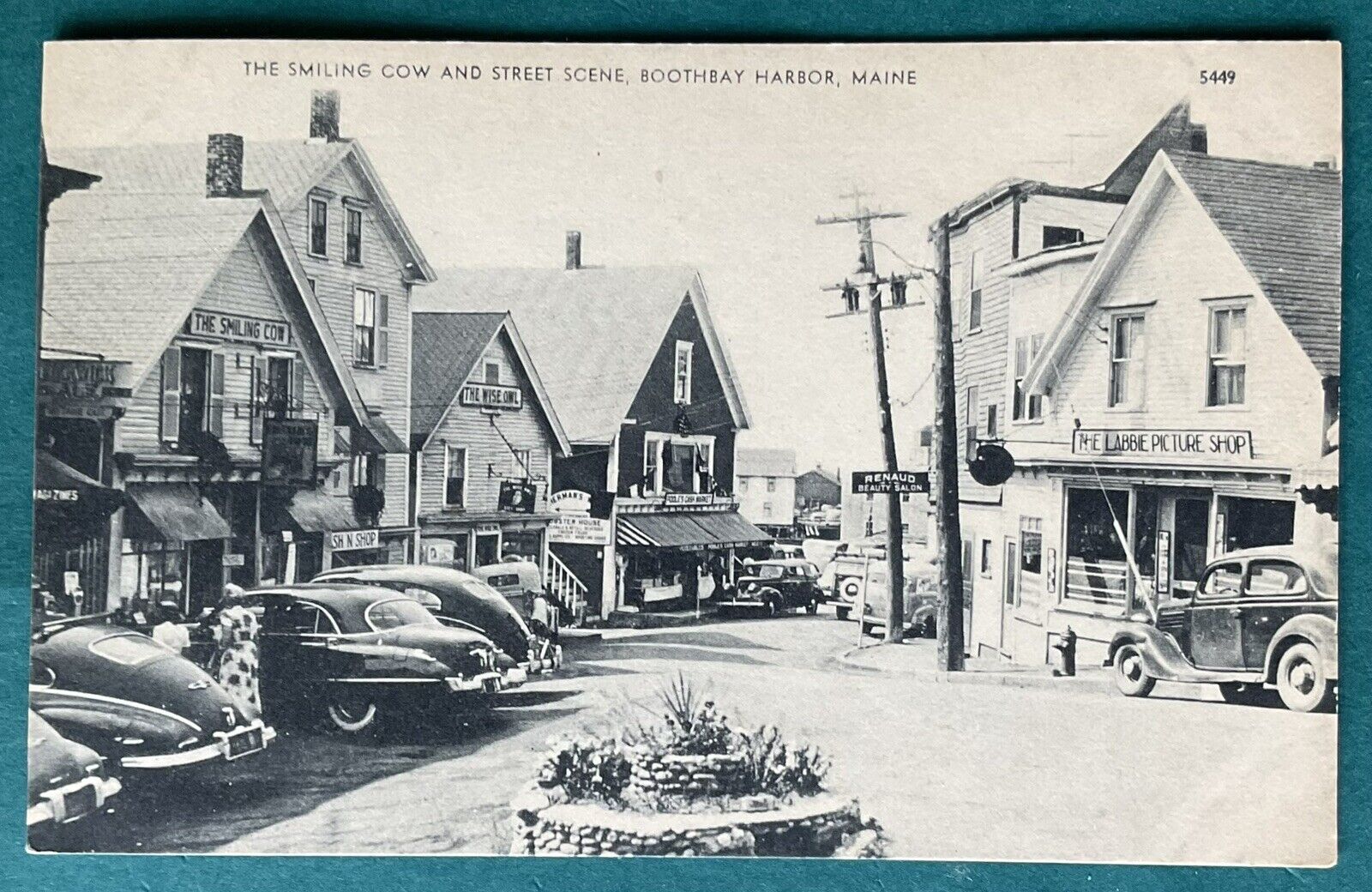 1940’s The Wise Owl & Smiling Cow Boothbay Harbor Postcard