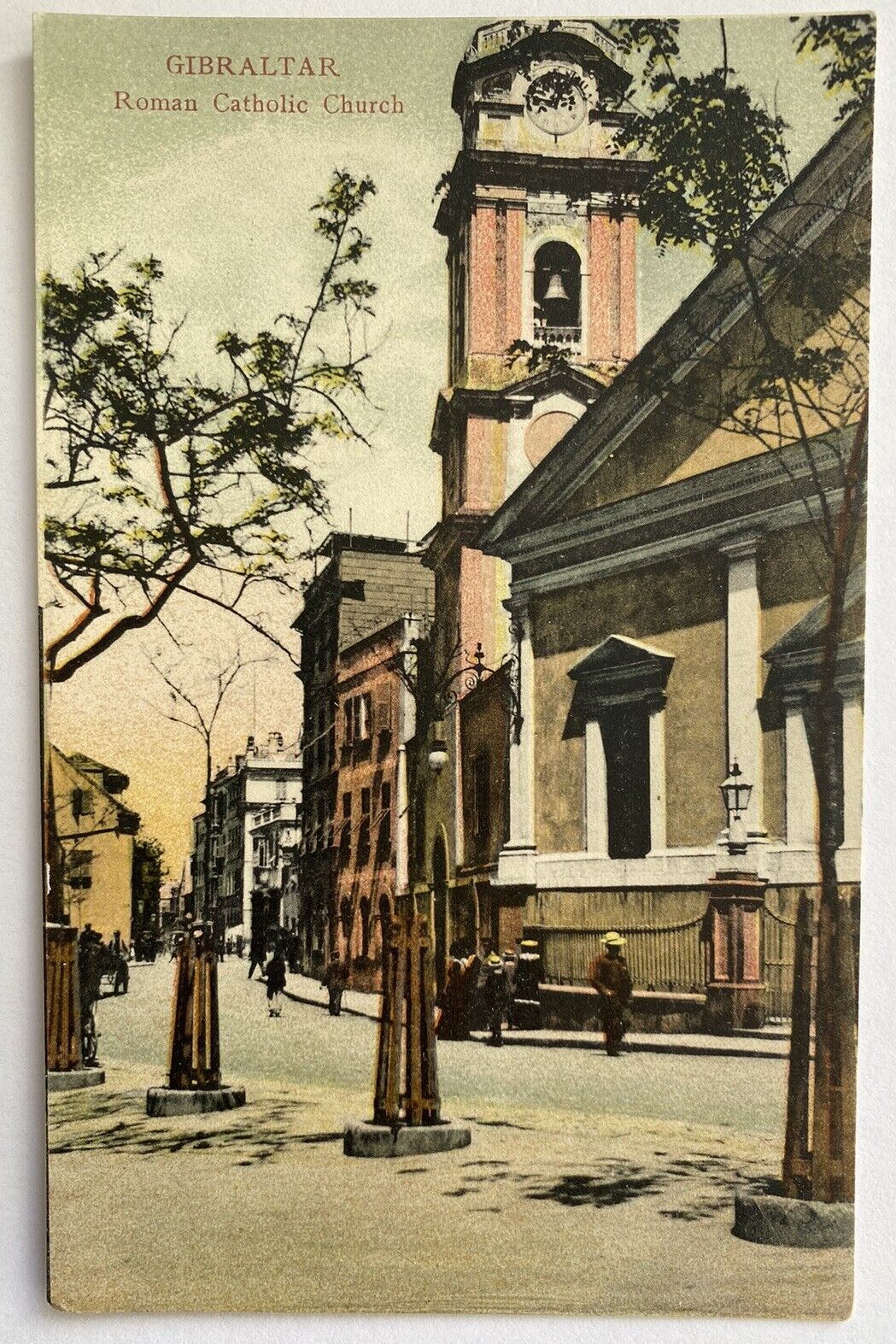 Antique Roman Catholic Church Gibraltar Postcard Unposted Hand Tinted V.B. Cumbo