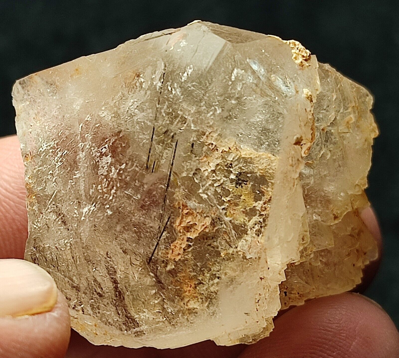Riebeckite included clear etched quartz_ Zagi mountain,KPK ,Pakistan.