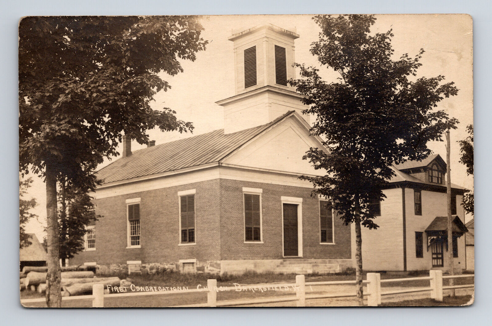 1919 RPPC First Congregational Church Bakersfield Vermont VT Real Photo Postcard