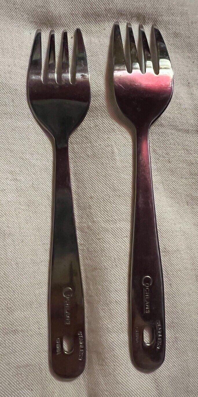 Two Coghlans Camping Utensils Flatware Fork Stainless Kid Size Scouts China
