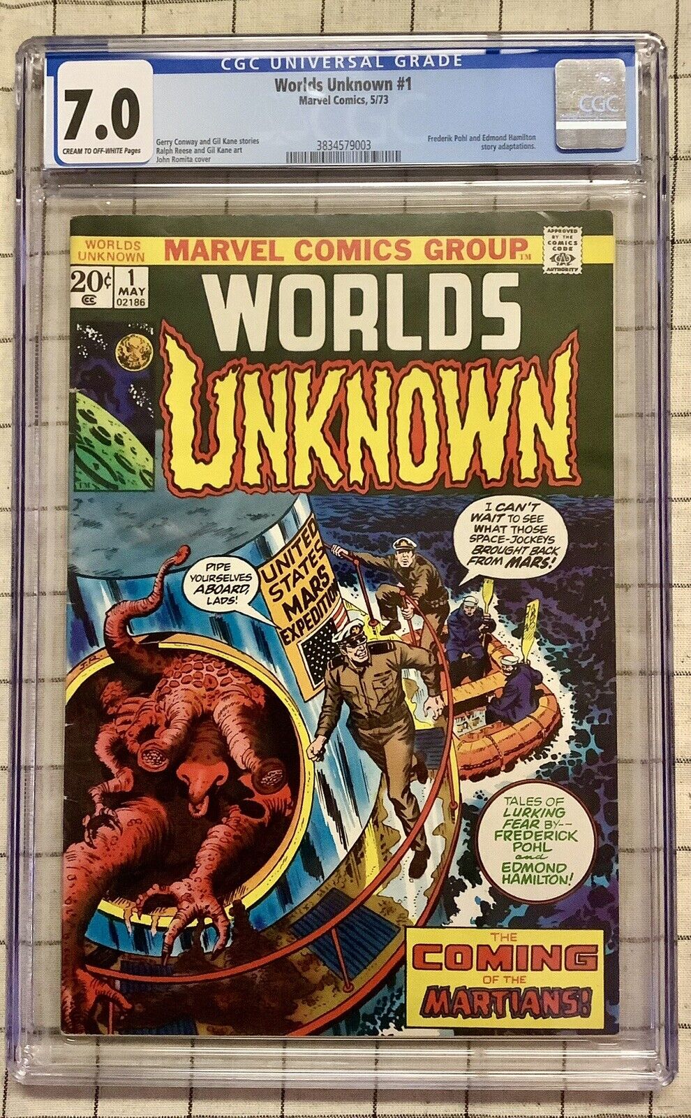 World’s Unknown #1 (Marvel 1973) CGC 7.0 -  COVER by John Romita Sr.