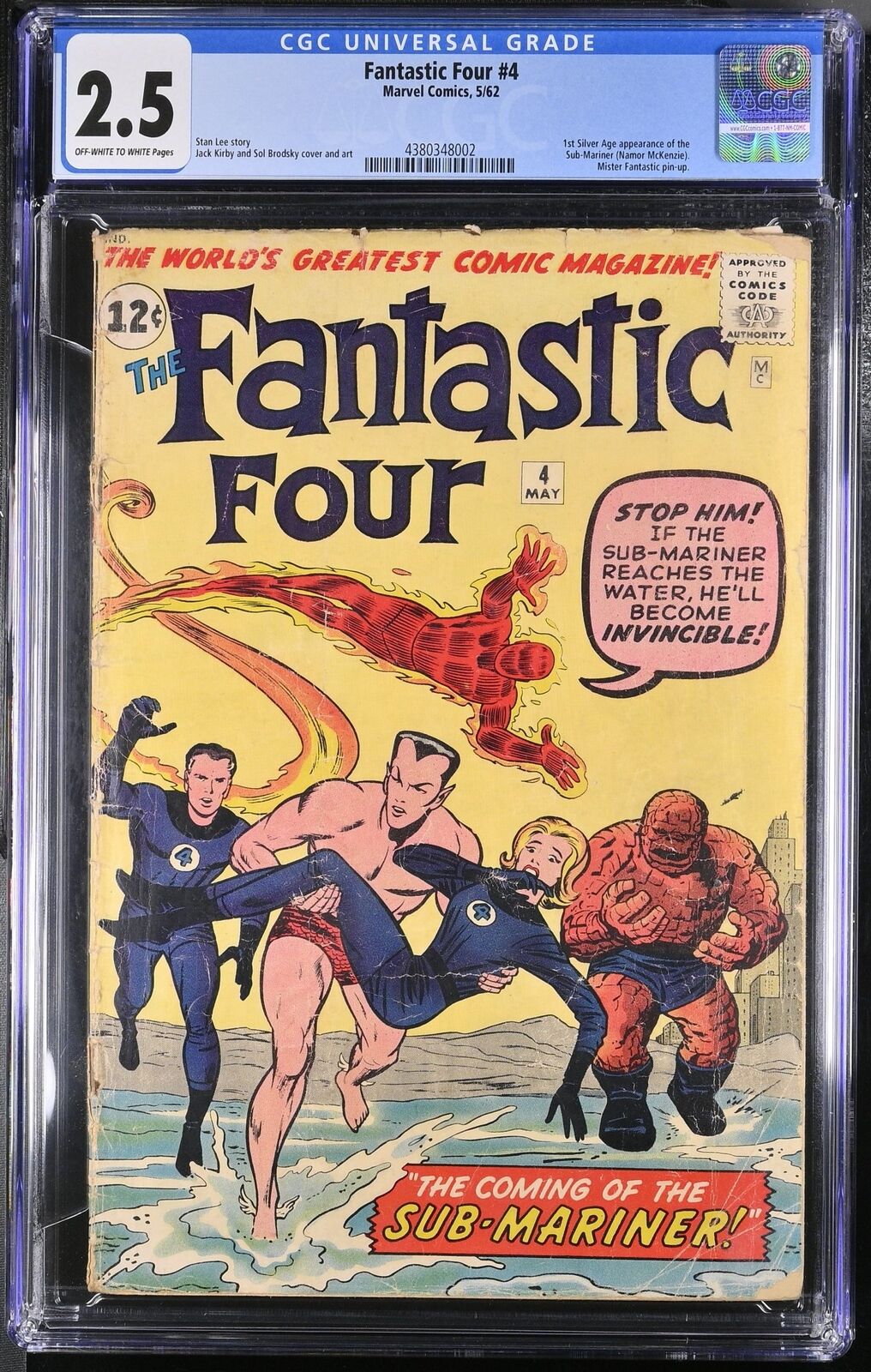 Fantastic Four #4 CGC GD+ 2.5 1st Silver Age Appearance of Sub-Mariner
