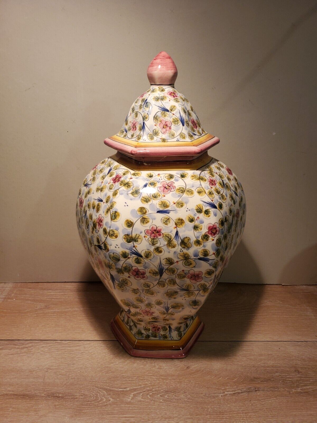 Massive Large Chinoserie Ginger Jar Urn Heavy Chipped
