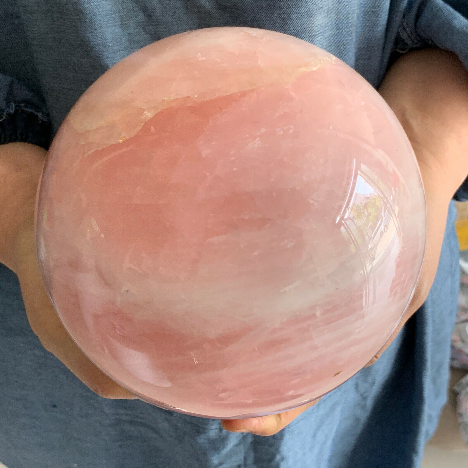 TOP 9.52LB  Natural Pink Rose Quartz Sphere Crystal Ball Healing  WH86