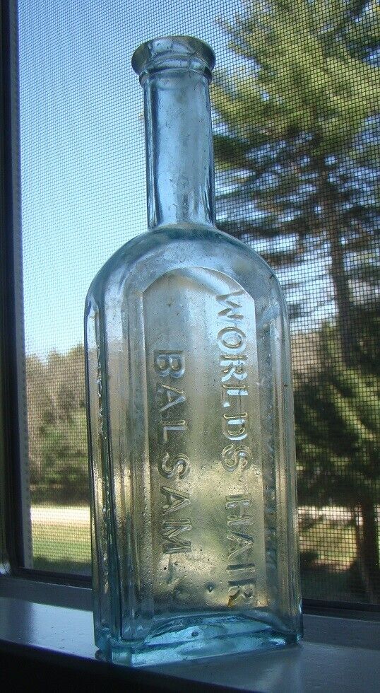 Antique 1870\'s MRS. S.A. ALLEN\'S WORLDS HAIR BALSAM Medicine Bottle