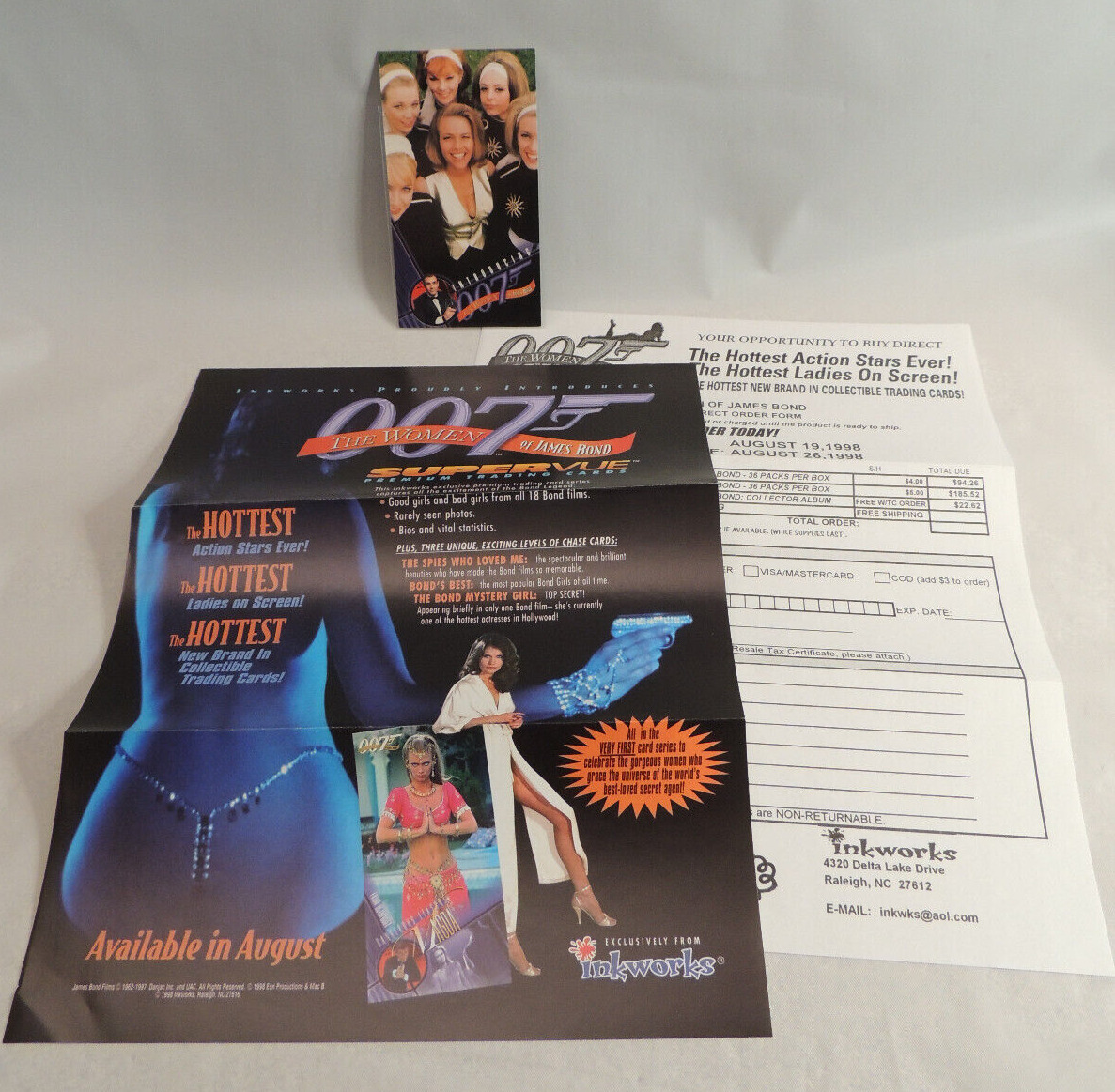 007 Women of James Bond 1998 Sell Sheet, Order Form & PROMO CARD P1 - Dealer Ad