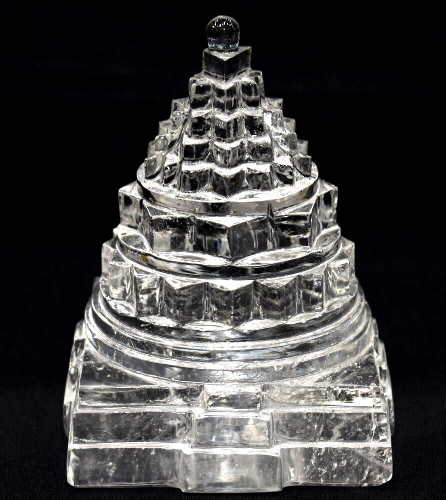 Sphatik Shree yantra / Shri yantra In Natural Quartz Crystal - 440gm - Certified