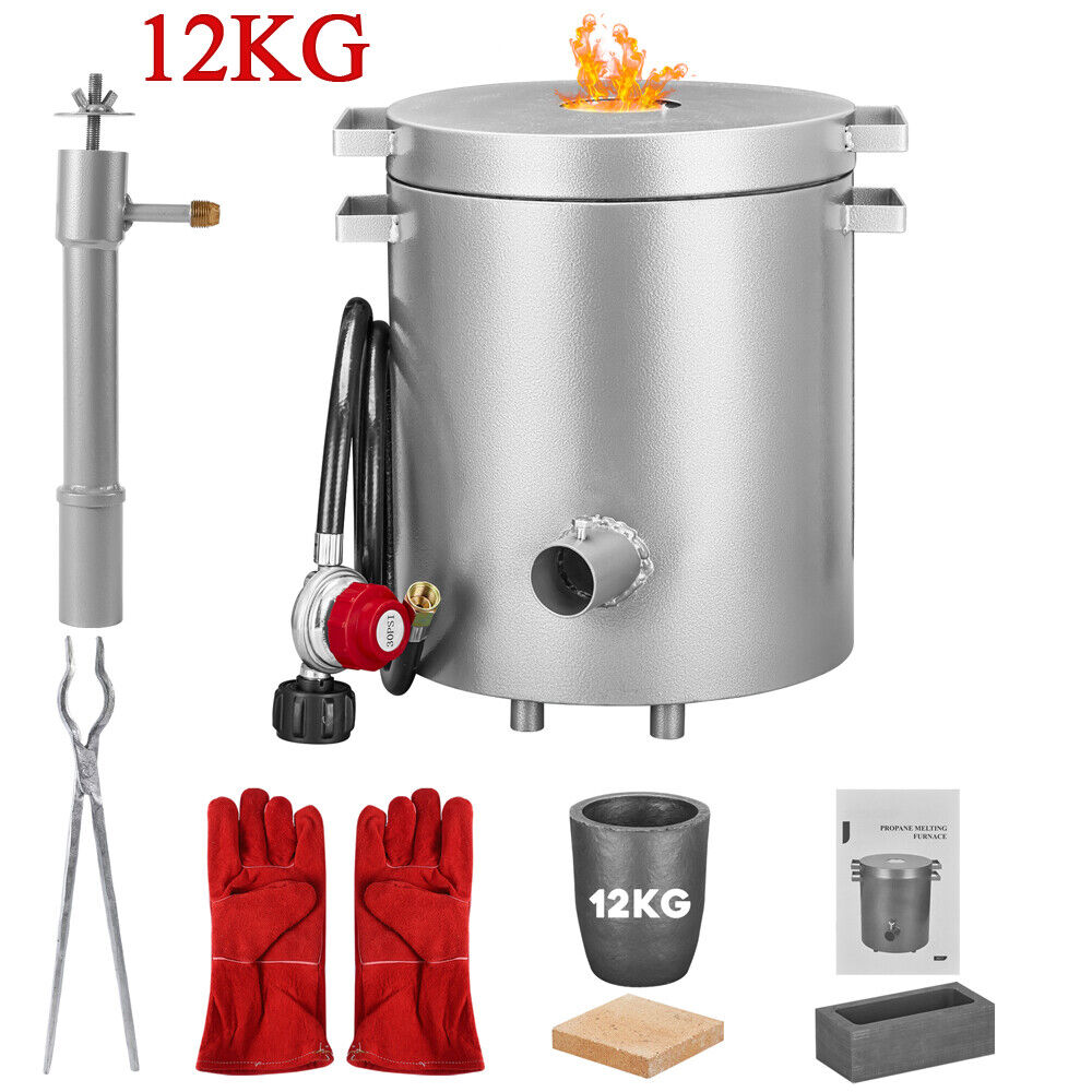 12KG Gas Metal Melting Furnace Kit Propane Metal Recycle with Crucible and Tongs