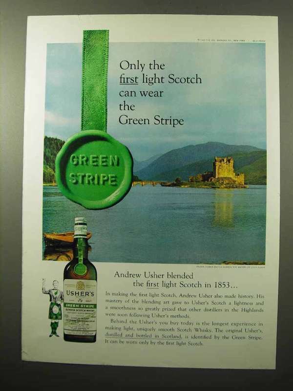 1964 Usher\'s Green Stripe Scotch Ad - Only The First