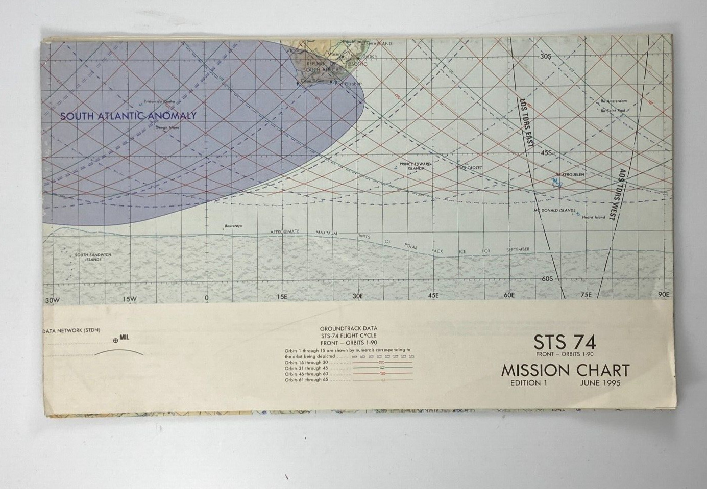 STS- 74 NASA RELEASED SPACE SHUTTLE LARGE MISSION CHART