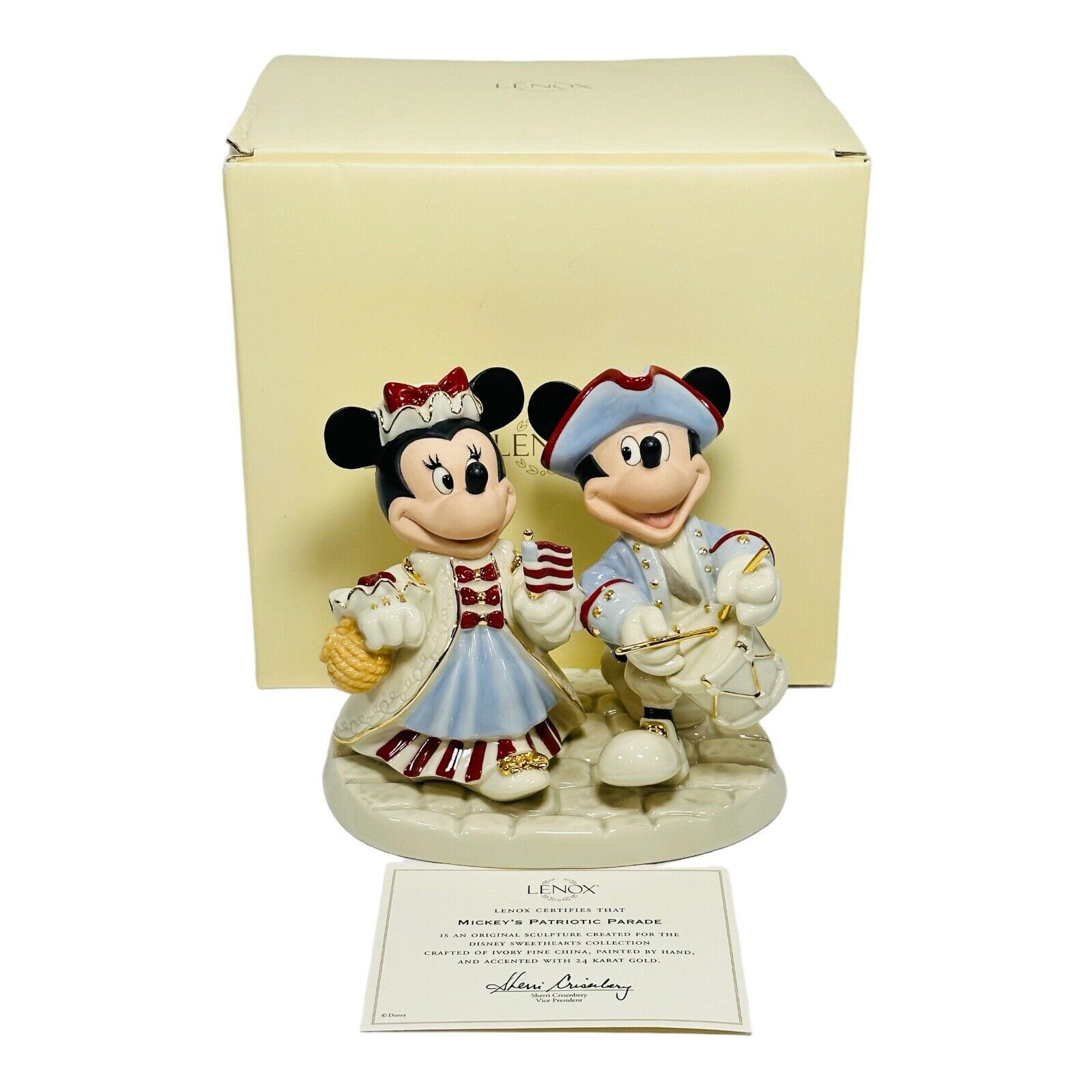 Lenox Disney Snowcase Mickey’s Patriotic Parade With Minnie & COA NEW IN BOX