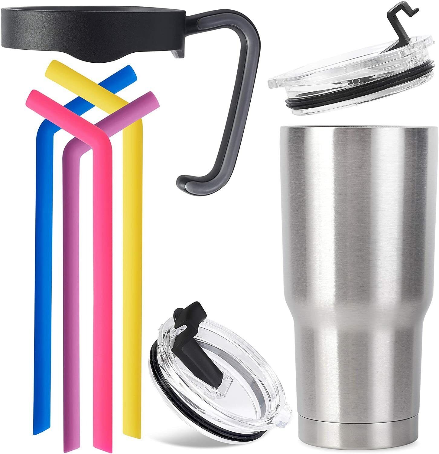 Large 20oz Stainless Steel Tumbler - Hot or Cold, Complete with Reusable Straws