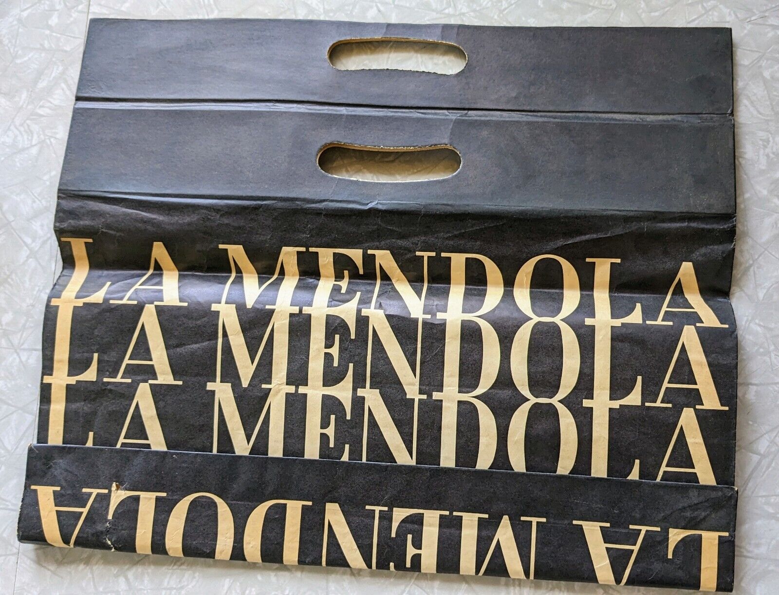 Vintage Antique La Mendola 60s 70s Brand Black Shopping Bag 16 x 17\