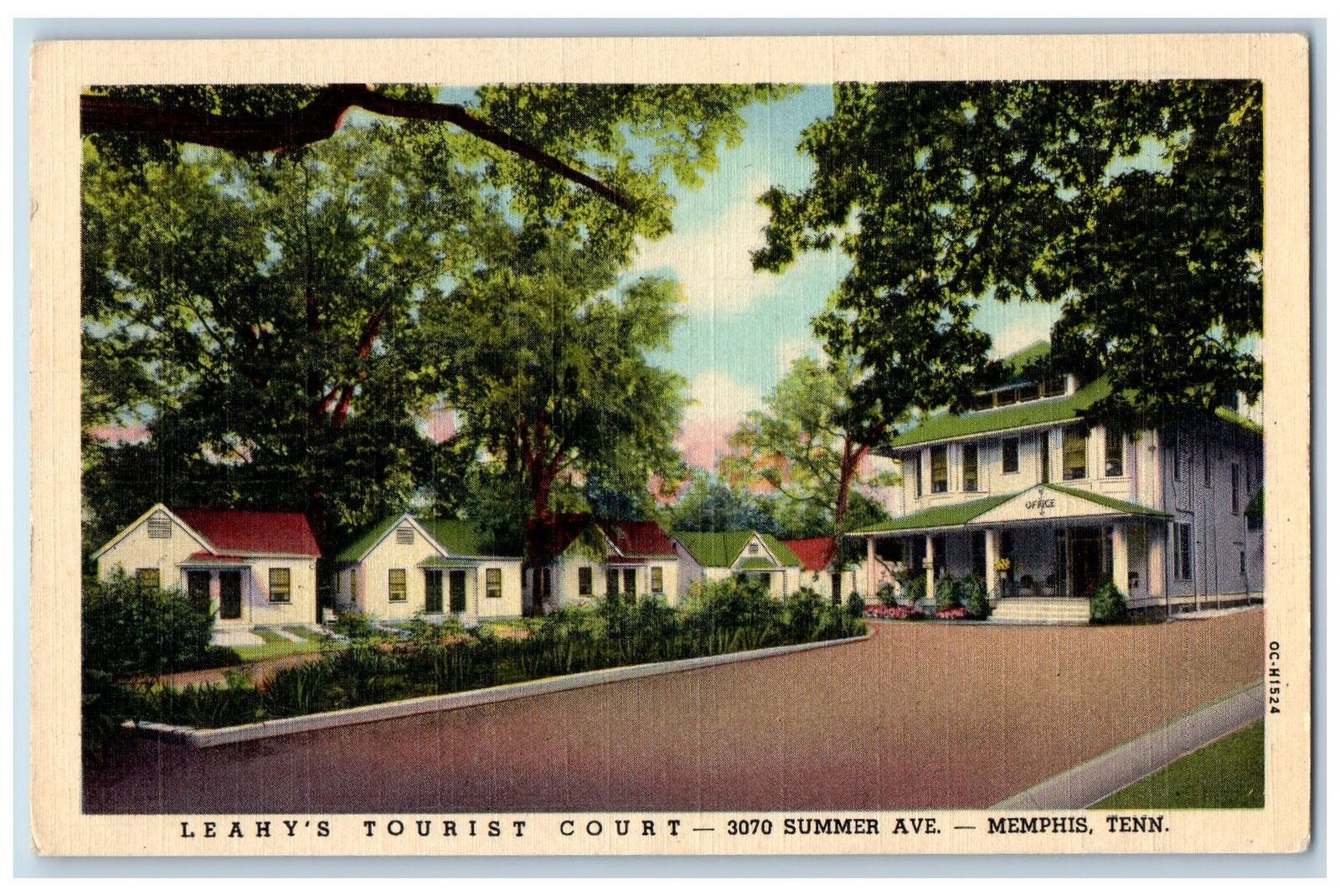 Memphis Tennessee TN Postcard Leahy's Tourist Court Exterior c1940's Vintage
