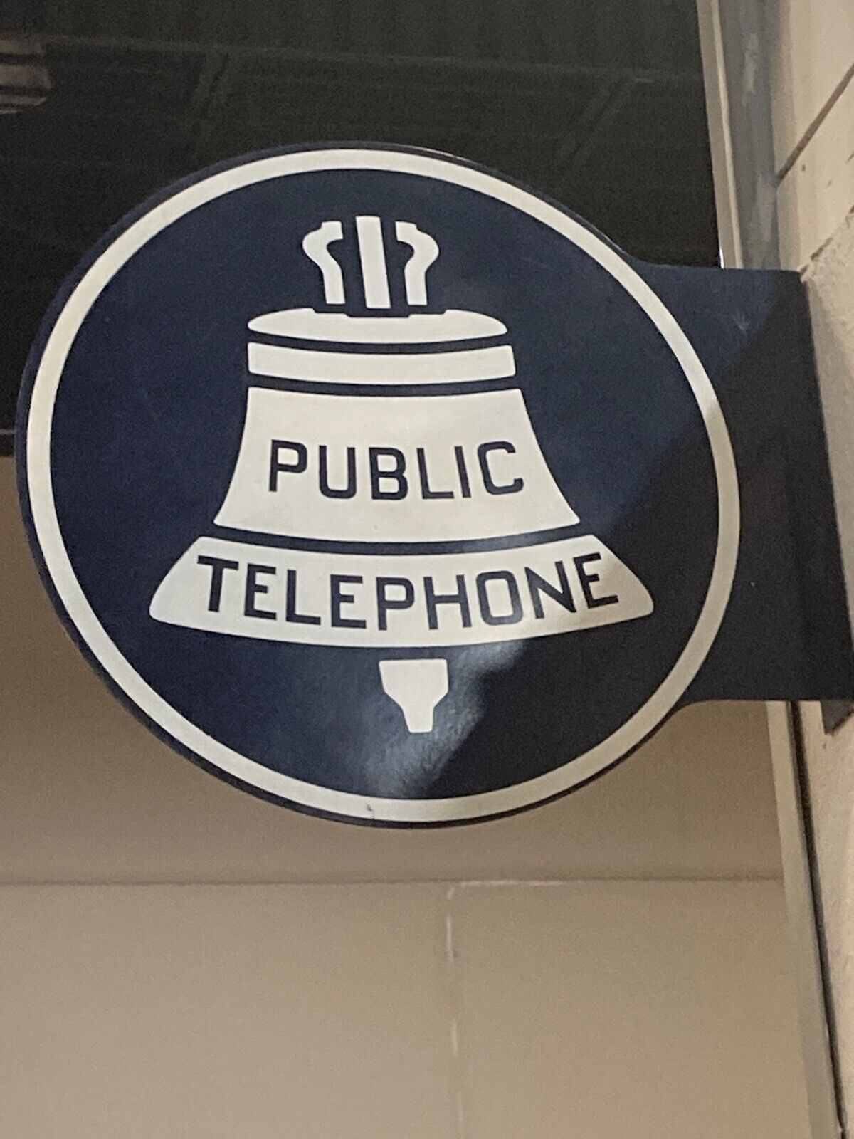 Vintage Original 11 Inch Public Telephone Flange Sign