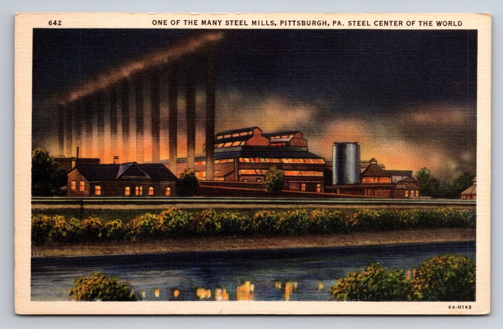 One Of The Many Steel Mills Pittsburgh Pennsylvania Unposted Linen Postcard
