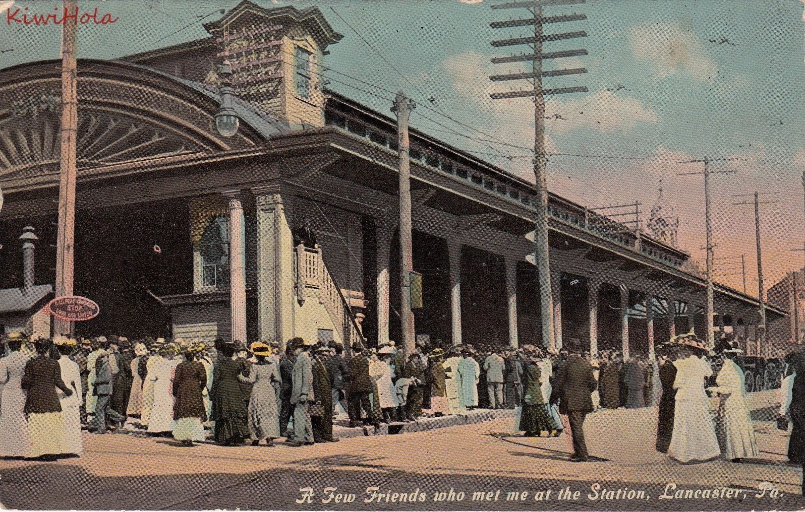Postcard Railroad A Few Friends Who Me Me at the Station Lancaster PA 1912