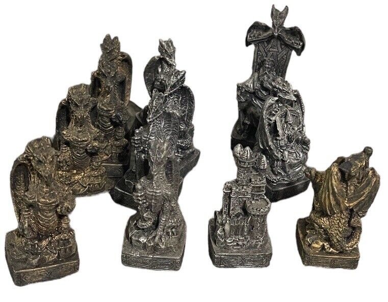 12 Medieval Mini Dragons & Wizards Fantasy Collectible Figurines Gaming Pieces