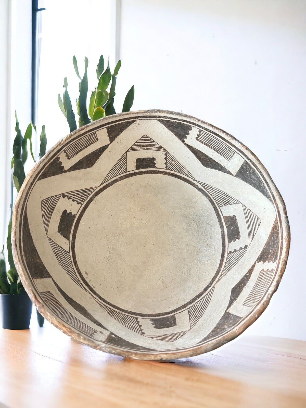 Stunning & Large Mimbres Bowl With Rare Ancient Repair.
