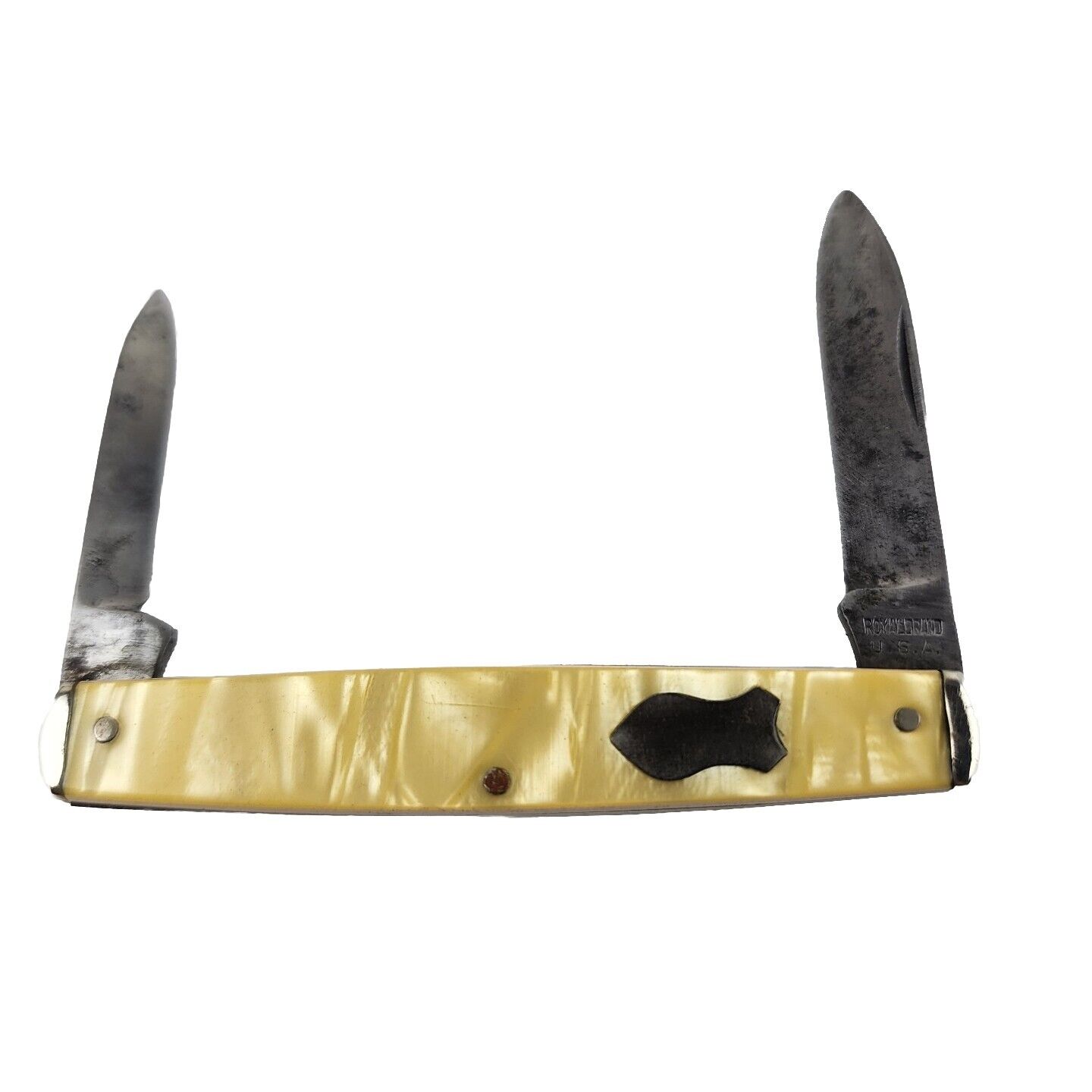Rare Vintage ROYAL BRAND U.S.A. Celluloid Pearl, 2 Blade pocket knife 🇺🇲