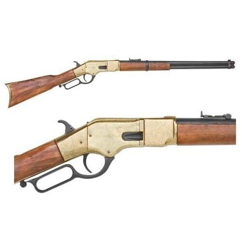 Denix Replica Winchester Model Lever-Action Rifle - Brass Finish