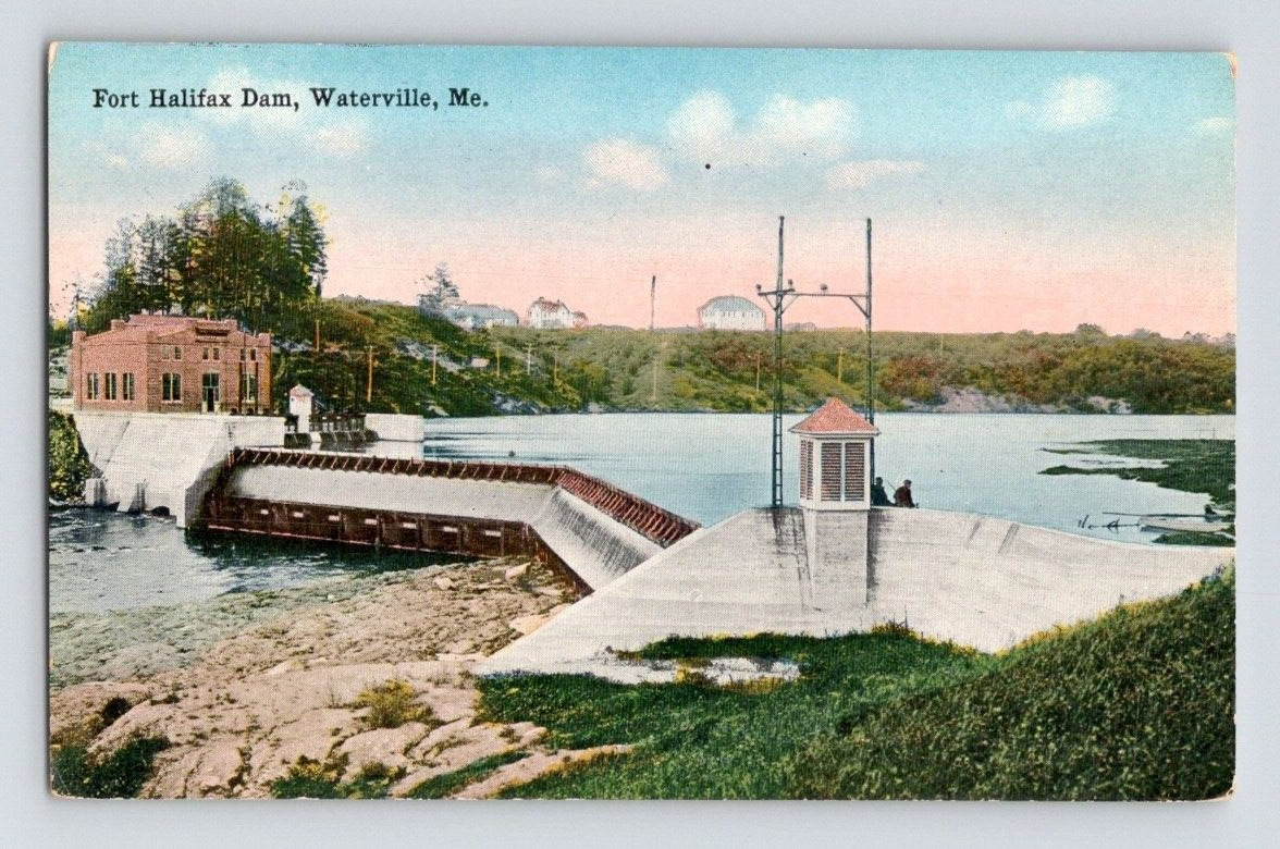 1910. WATERVILLE, MAINE. FORT HALIFAX DAM. POSTCARD L29