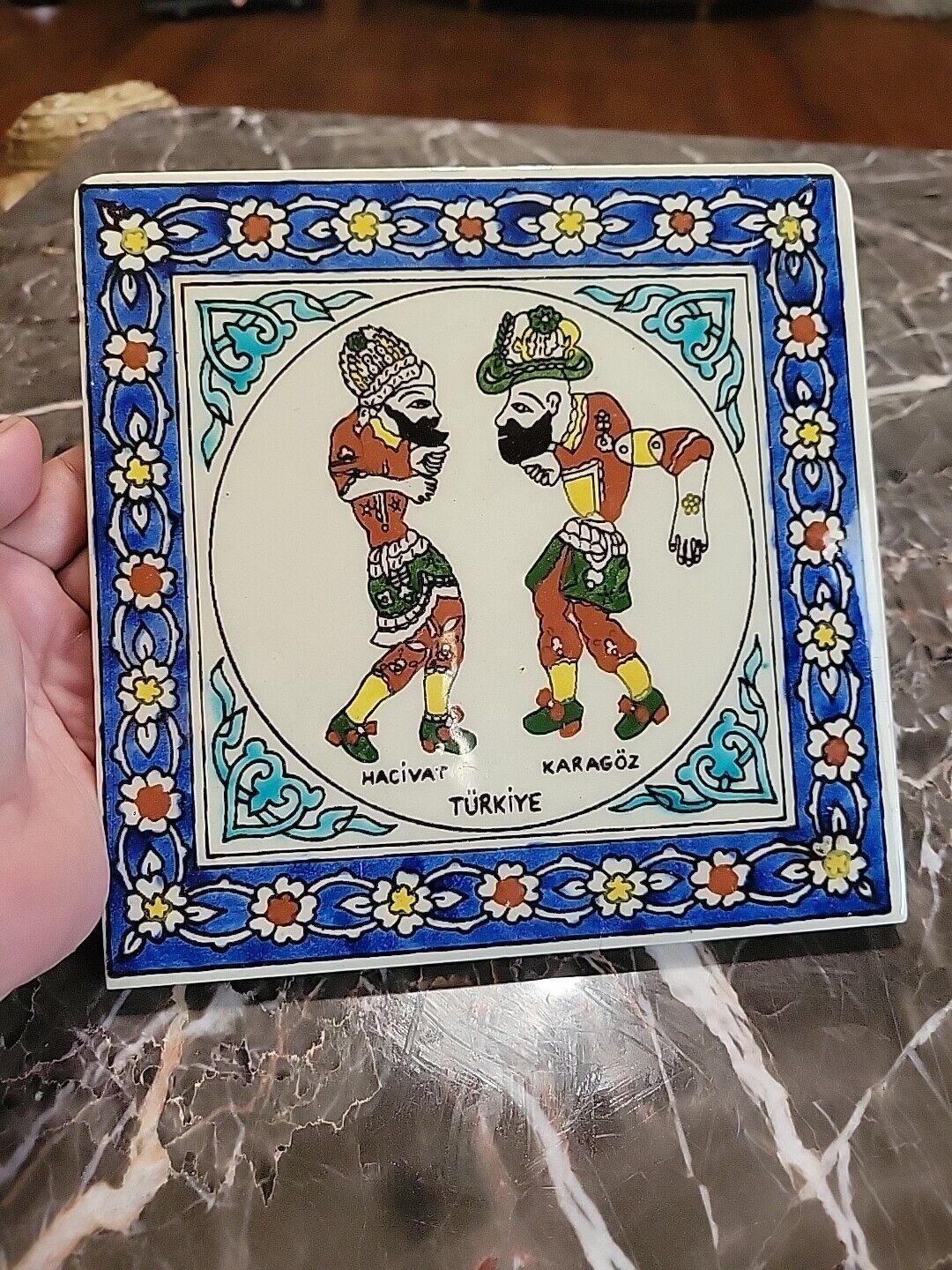 Rare Turkish hand painted ceramic Tile 8