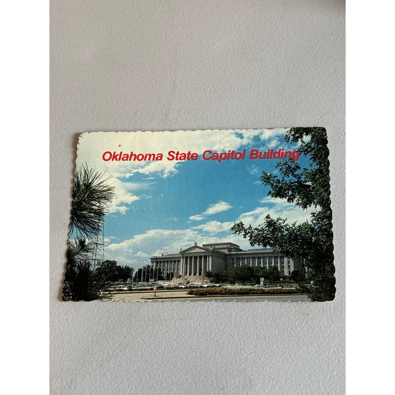 Oklahoma State Capitol building frontier country postcard chrome divided back