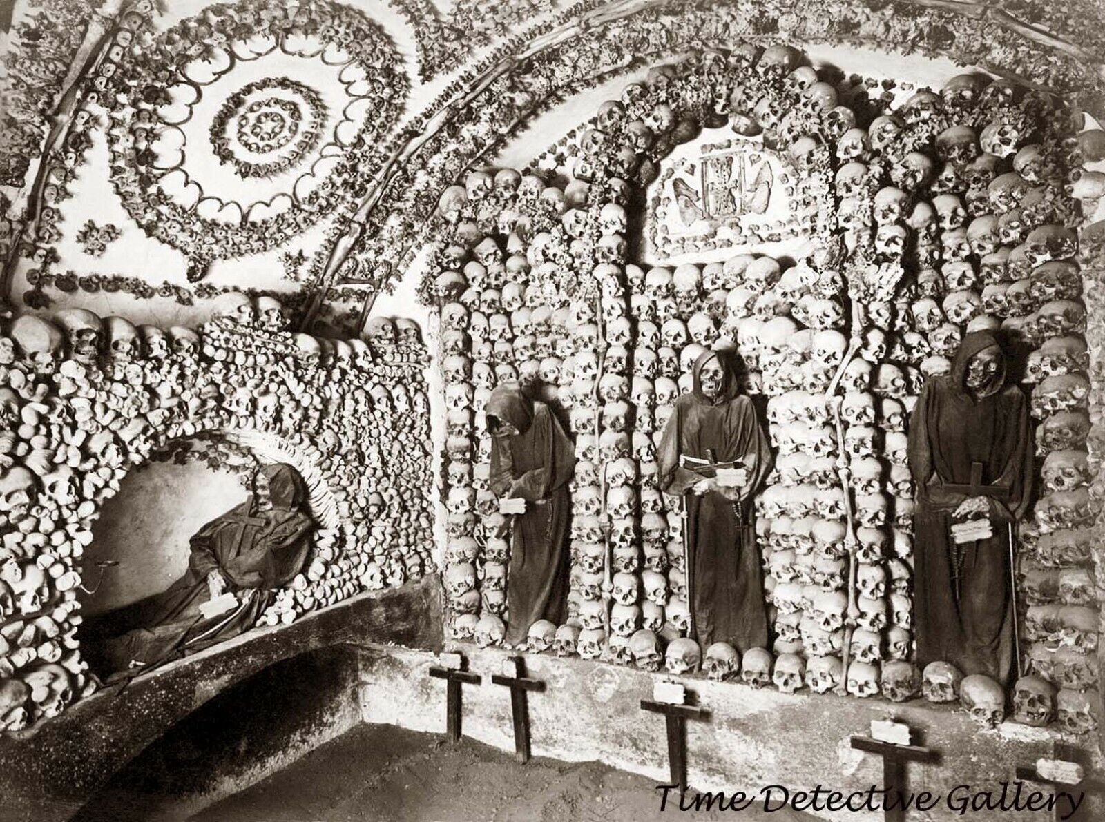 Skeletons in Capuchin Crypt, Rome, Italy - c1900 - Historic Photo Print