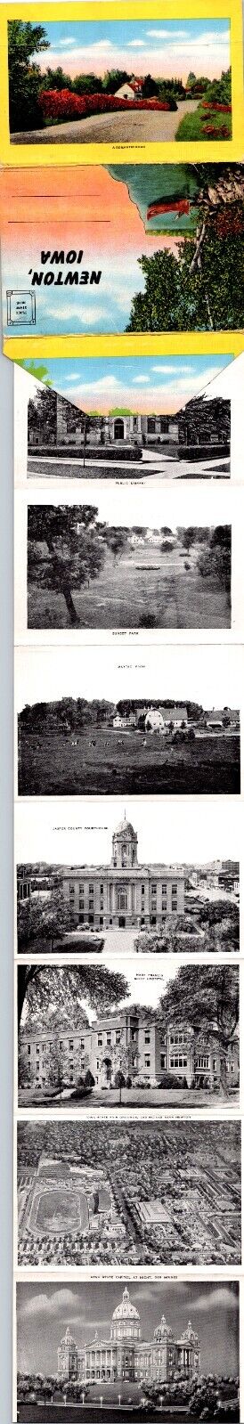 Postcard IA Newton Iowa Town Views Souvenir Folder c1940s 14 Views AE26