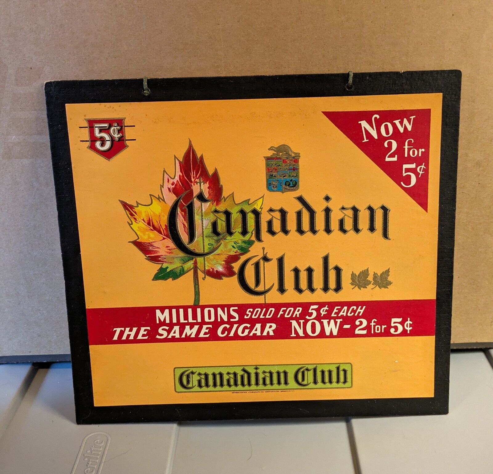 Antique 1930's Canadian Club Cigar Advertising Sign