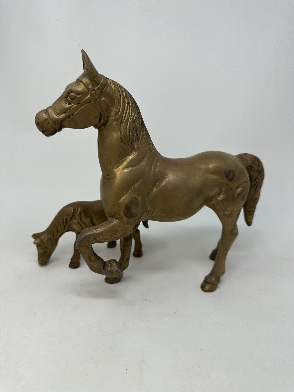 Beautiful Heavy Brass Horses Antique Early 1900’s 6k Appraisal Value