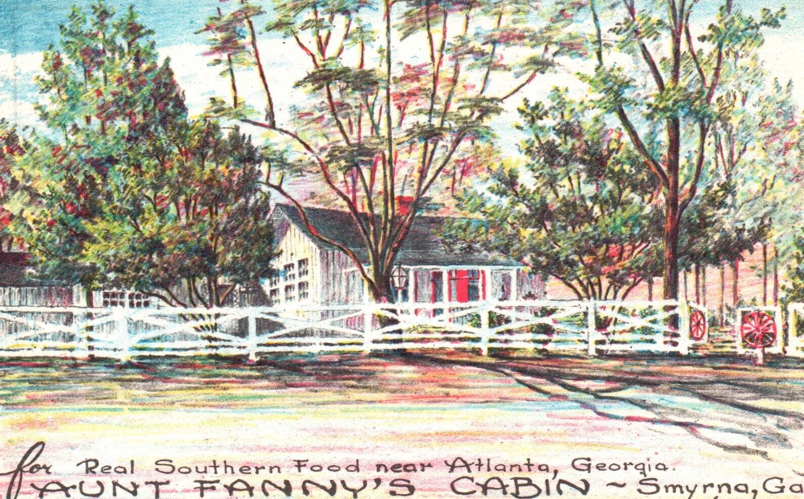 Postcard GA Smyrna Aunt Fannys Cabin Real Southern Food Vintage PC H4739