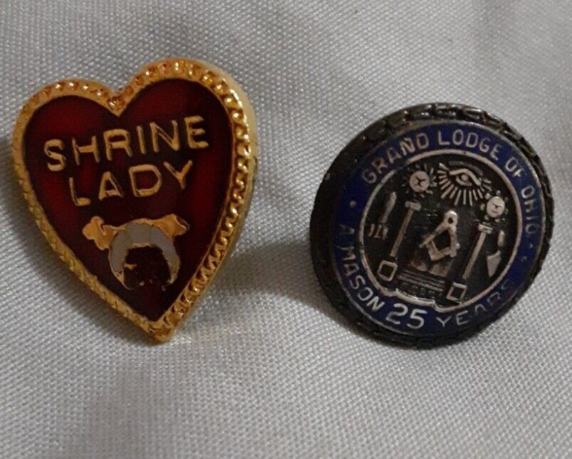 Sterling 25 Year Grand Lodge Of Ohio Pin & Shrine Lady Pin The Roulet Co