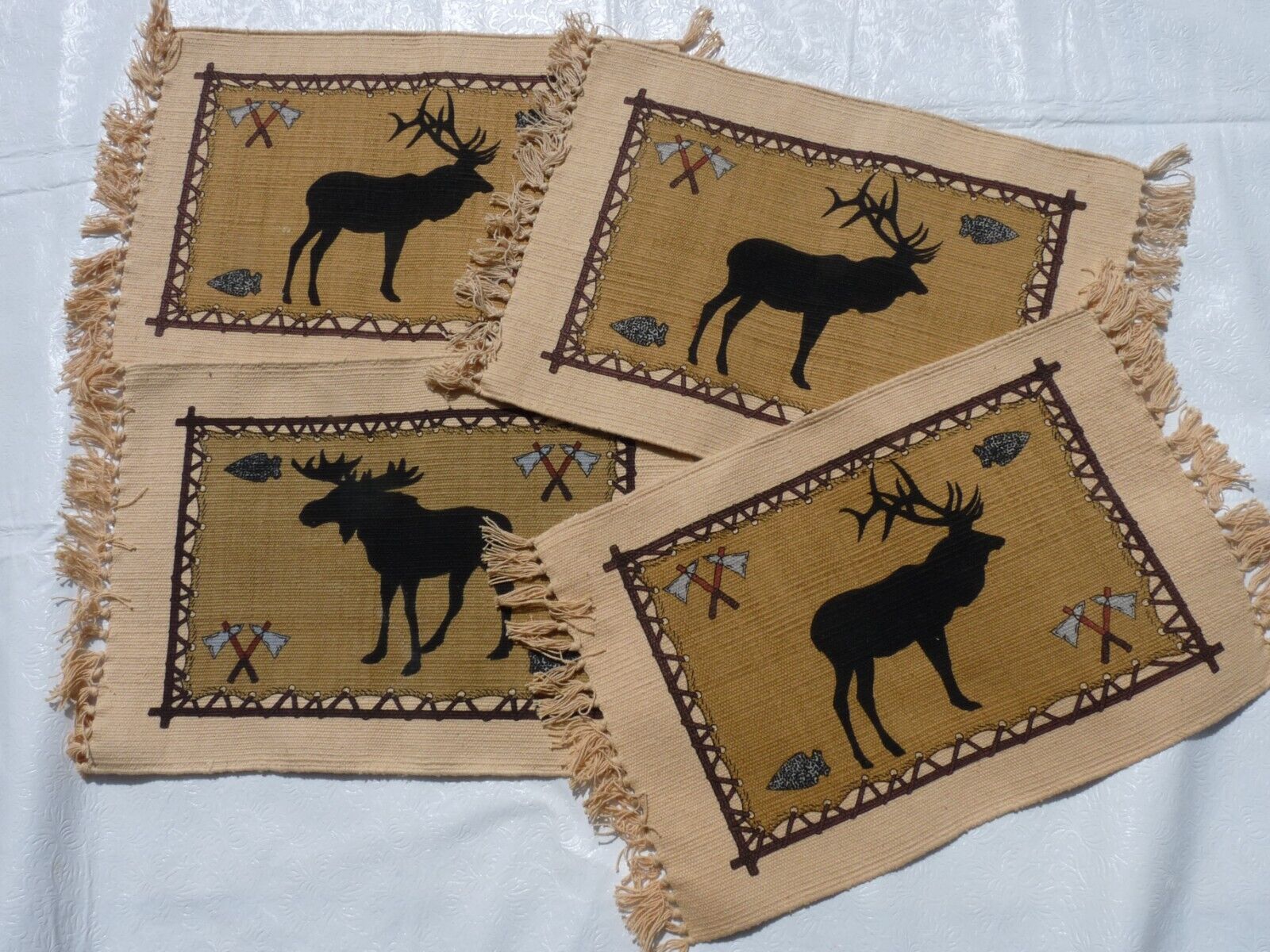 El Paso Saddle Blanket Co Cotton Woven Placemats Moose/ Elk (4)