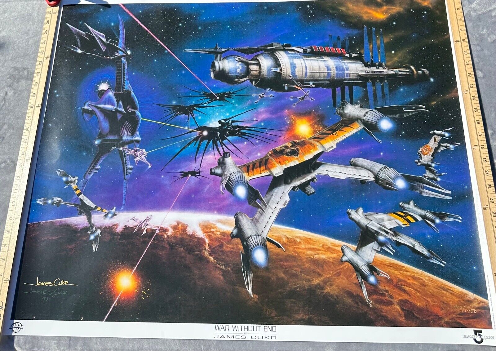1998 Babylon 5 War Without End OG Lithograph Art Signed by James Cukr #402/1950
