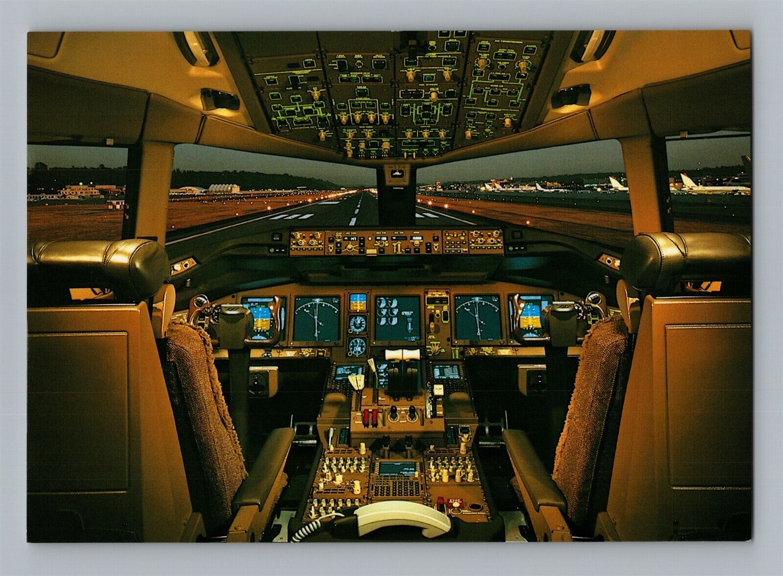 Aviation Airplane Postcard Boeing 777-200 Flight Deck Cockpit Interior View BH15