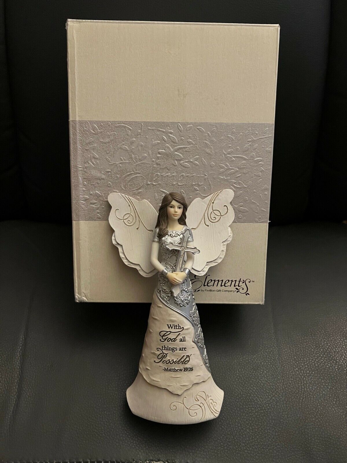 Elements Faith Angel Holding Cross Figurine by Pavilion 6-1/2-Inch