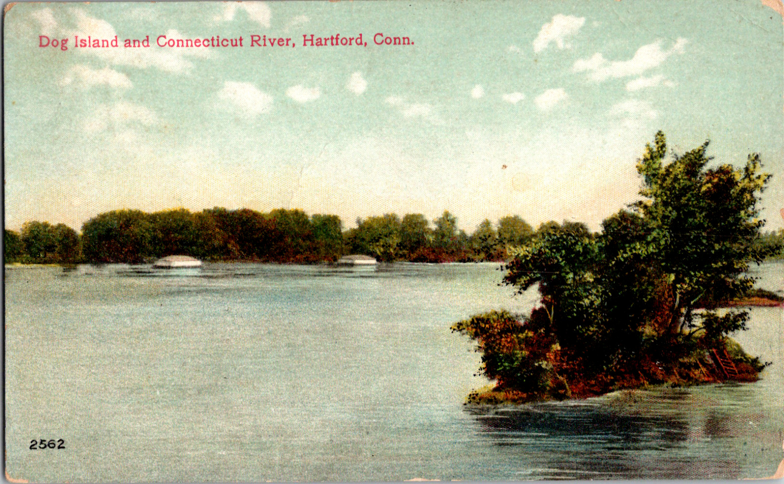 Vintage 1907 Dog Island & Connecticut River, Hartford, Connecticut CT Postcard