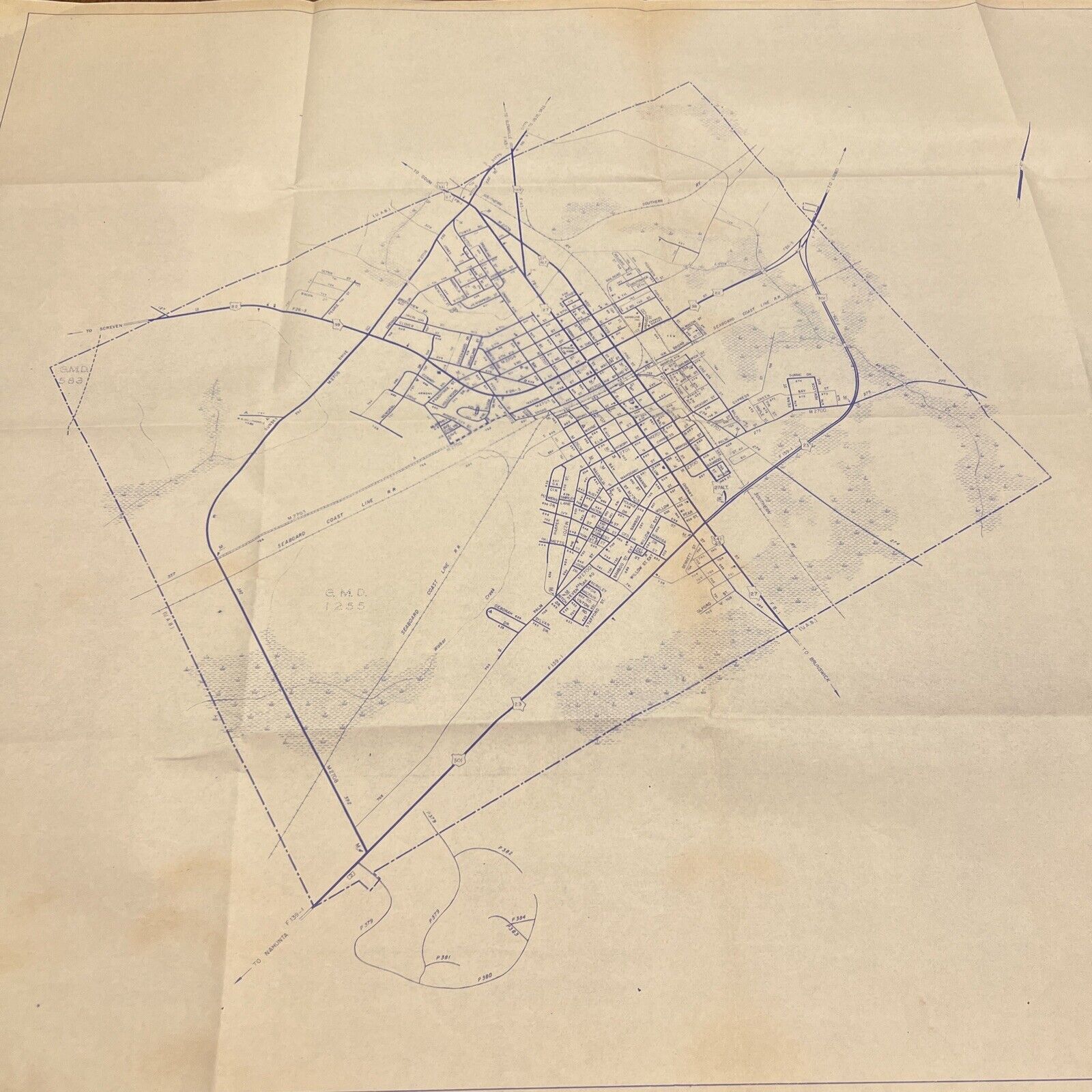 Vintage 1976 Map Of Jesup GA, City & Urban Area