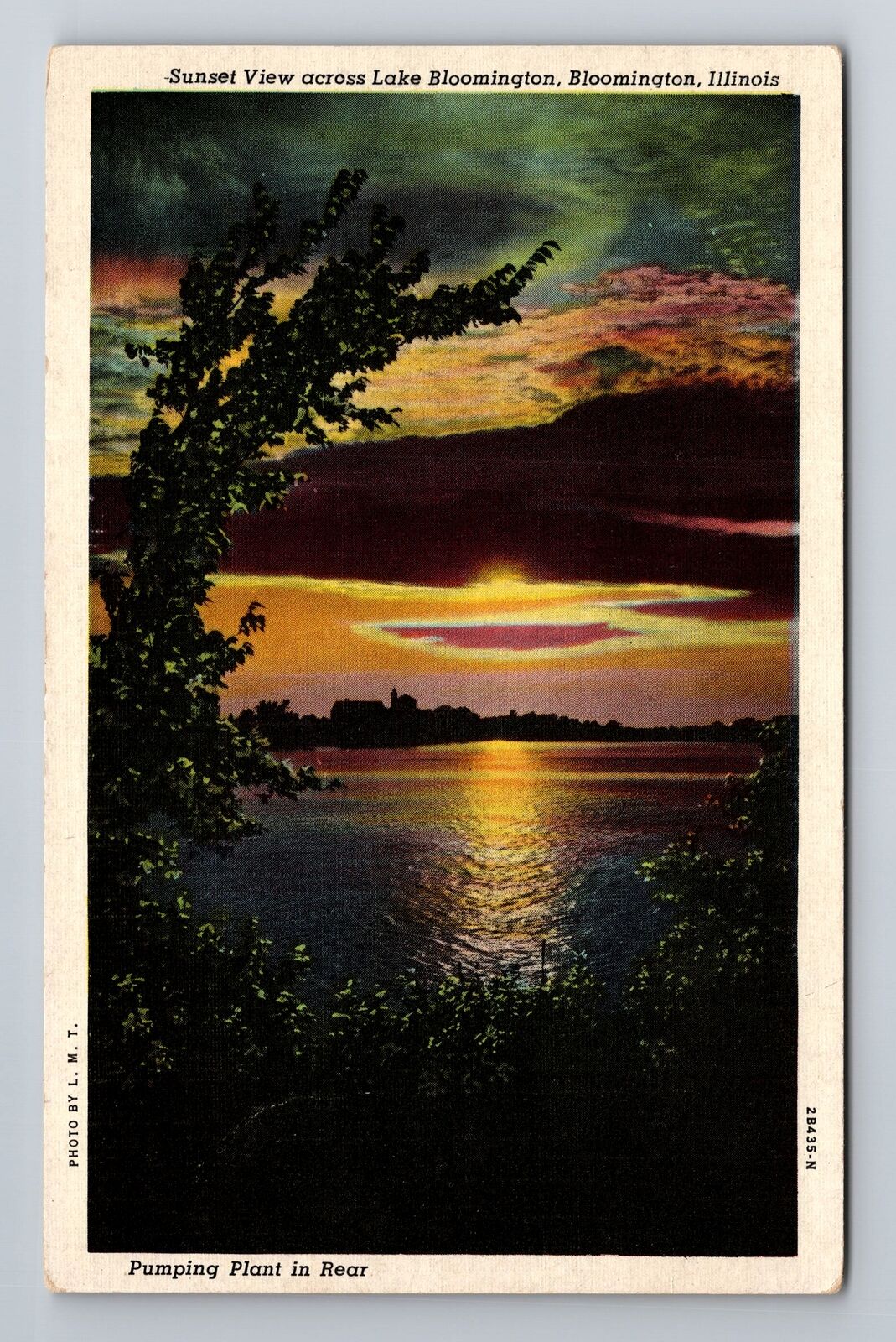 Bloomington IL-Illinois, Lake Bloomington, Antique Vintage Souvenir Postcard