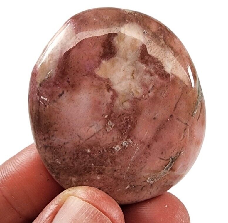 Rhodonite Crystal Polished Smooth Stone Brazil 27.8 grams.
