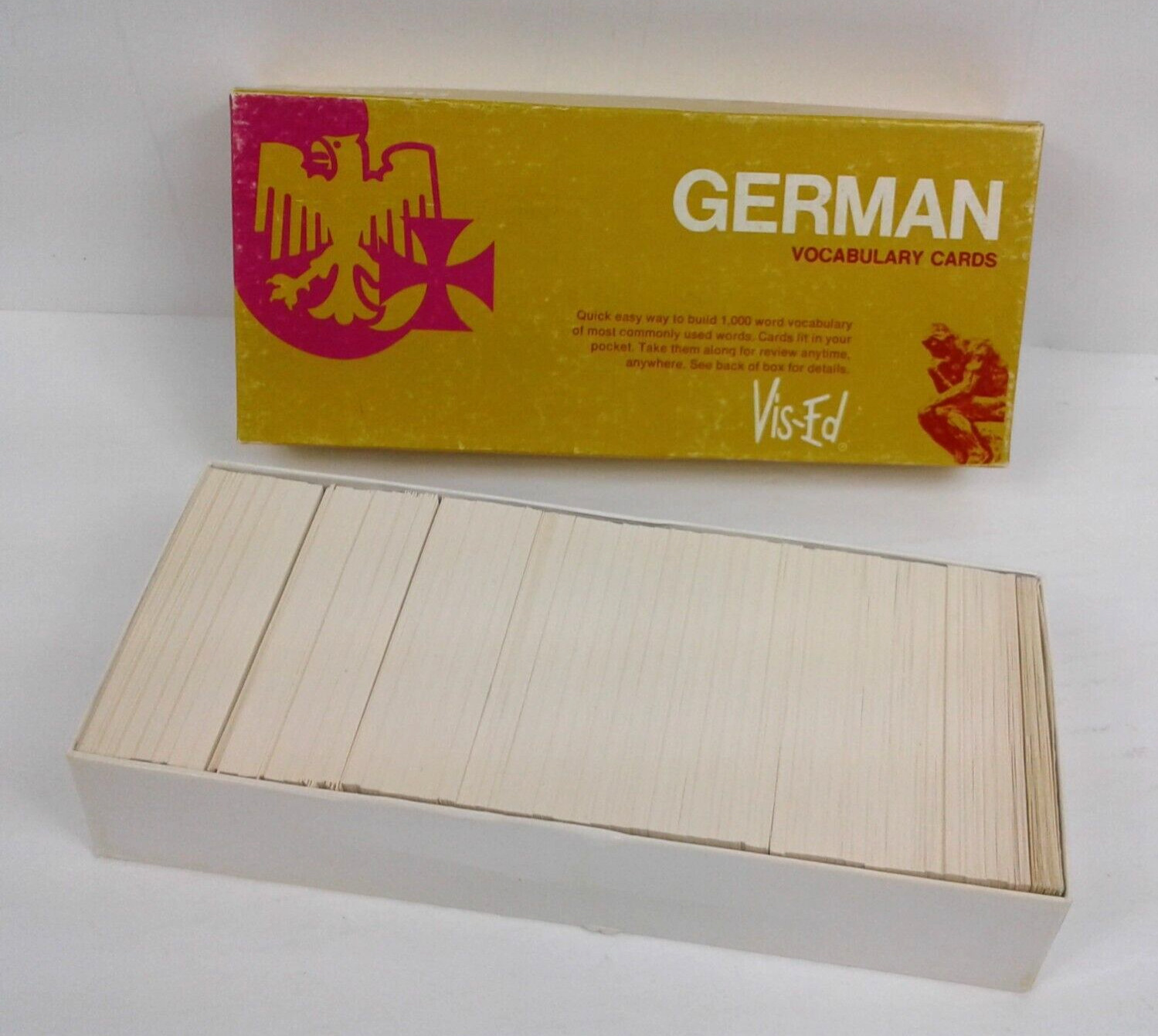 Vintage Vis-Ed German Language Vocabulary Word Flash Cards Education