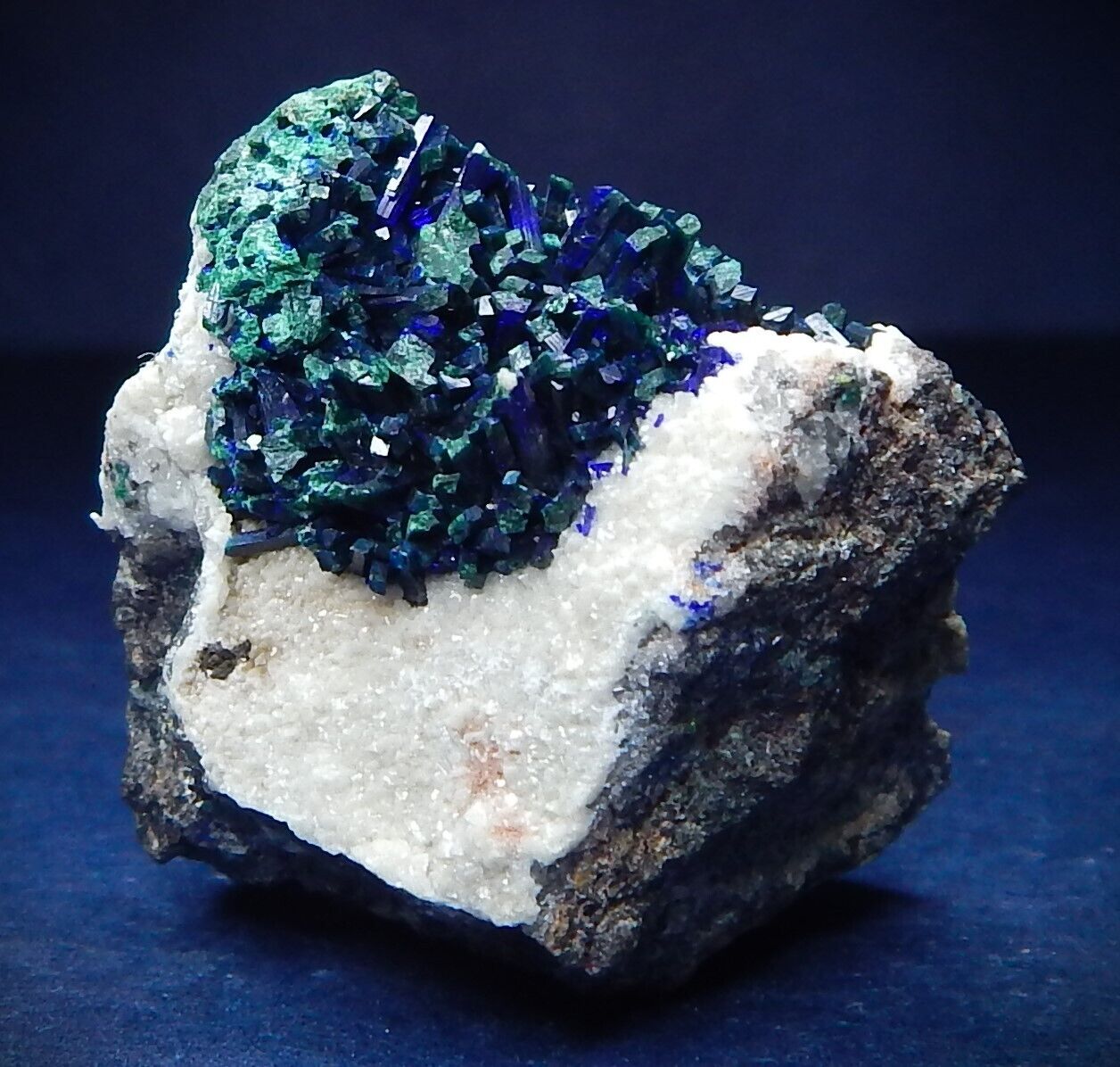 Tsumeb Rare & Unusual Malachite Replacing Prismatic Gem Azurites
