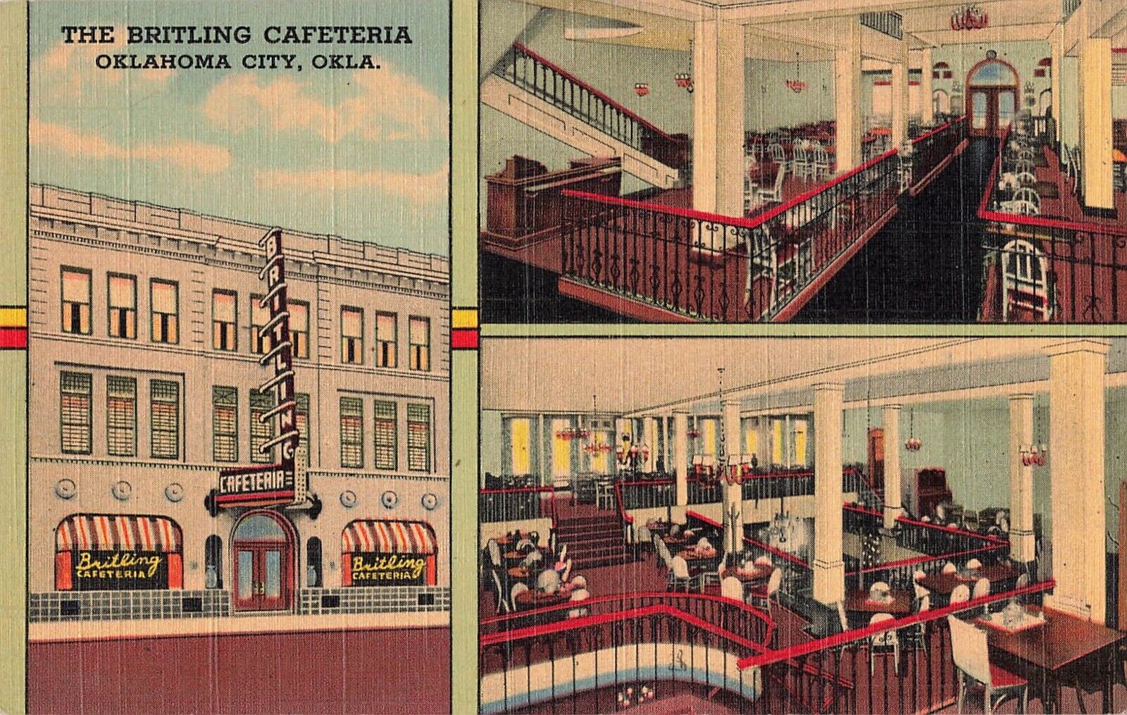 Oklahoma City OK Postcard Britling Cafeteria Interior Exterior Multi c 1943  D3*
