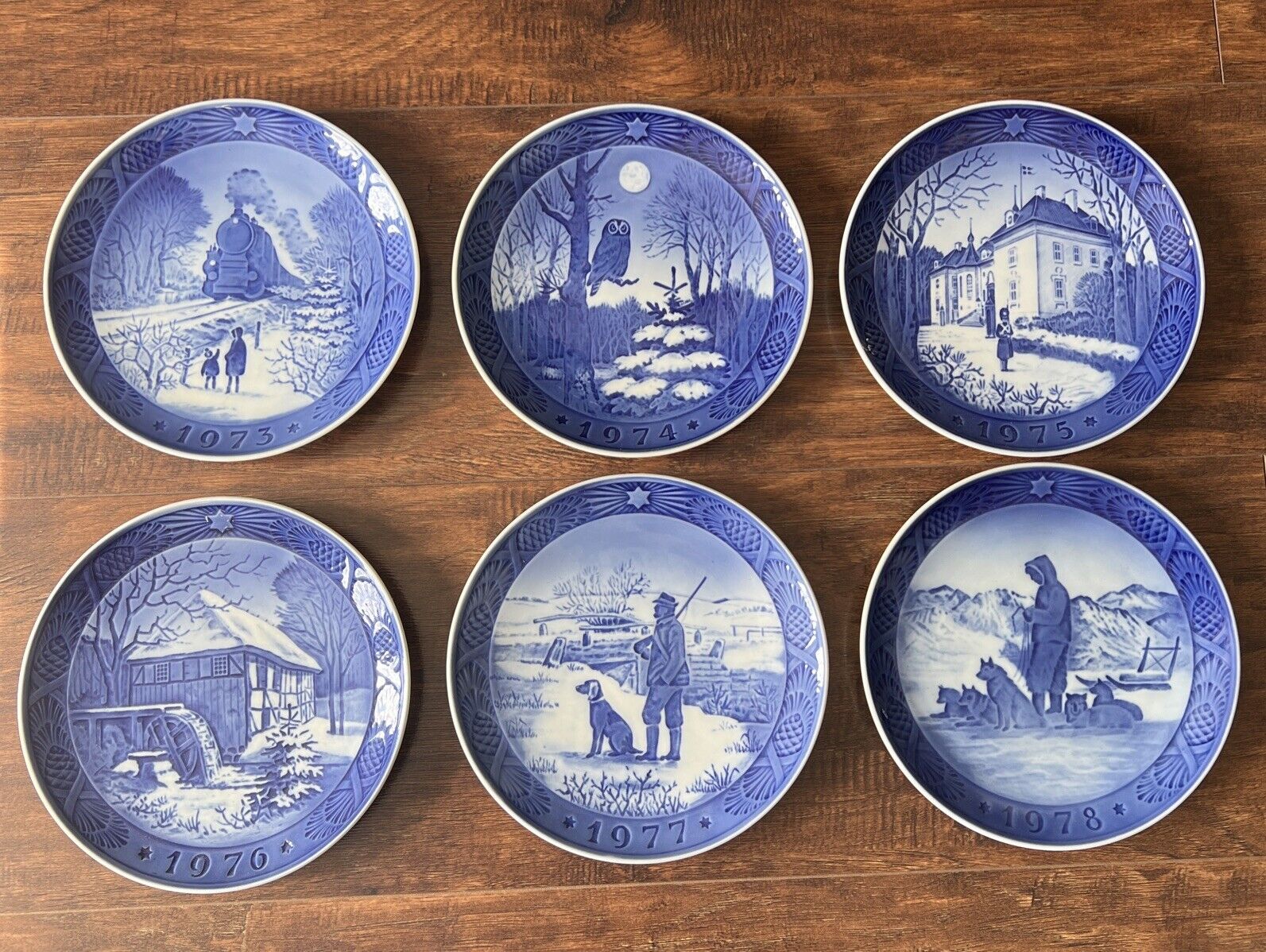 6 royal copenhagen 1973-1978 collectors plates