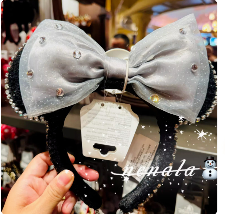 Authentic 2024 Disney parks shanghai Crystal Minnie Mouse Ears Black Headband