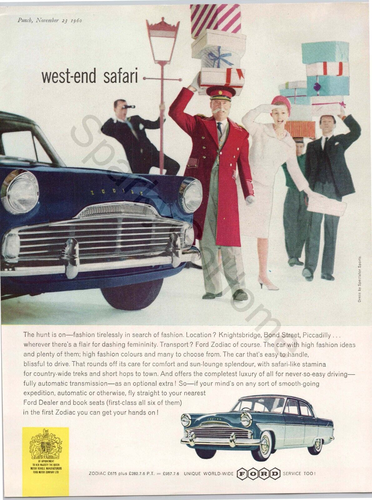 FORD ZODIAC Car First One Available in UK Print Ad 1960 Price in Pounds GREAT AD
